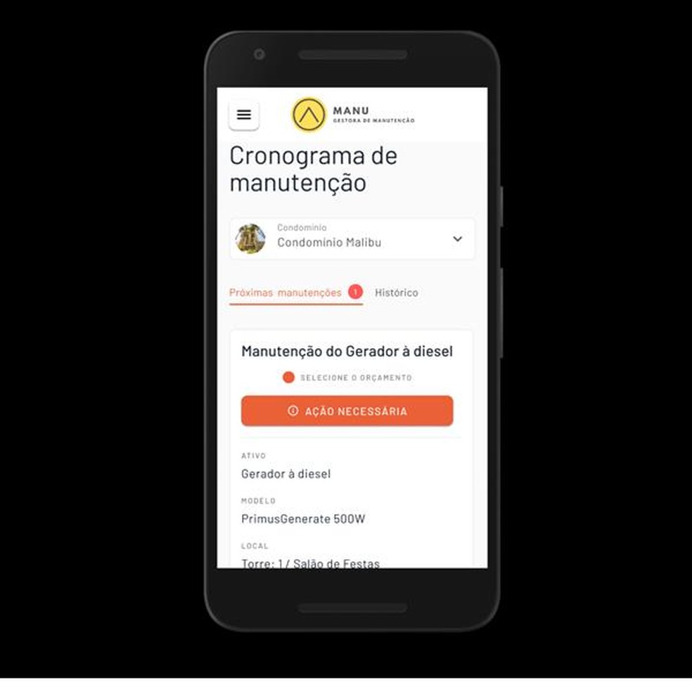 O aplicativo MANU permite criar um cronograma de manutenção para facilitar o dia a dia do síndico — Foto: MANU / Divulgação