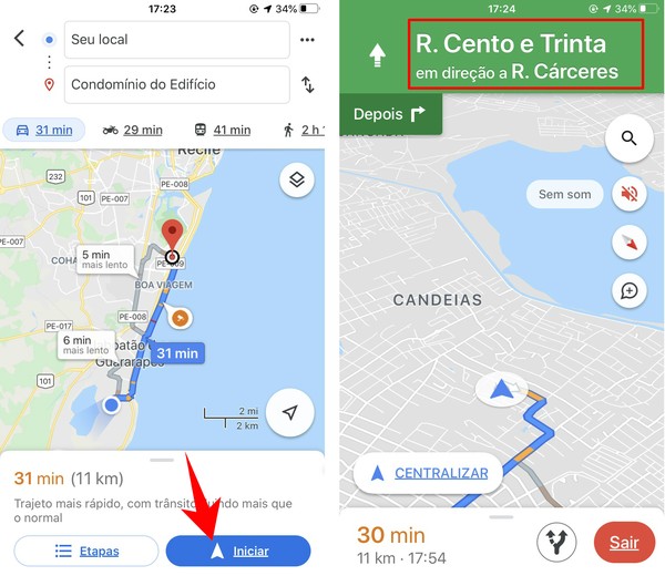 rota ponto a ponto no google maps