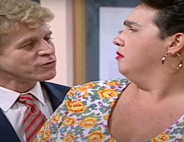 Miguel Falabella e Cláudia Jimenez, como Caco Antibes e Edileuza, em Sai de Baixo (Globo, 1996) (Foto: TV Globo)