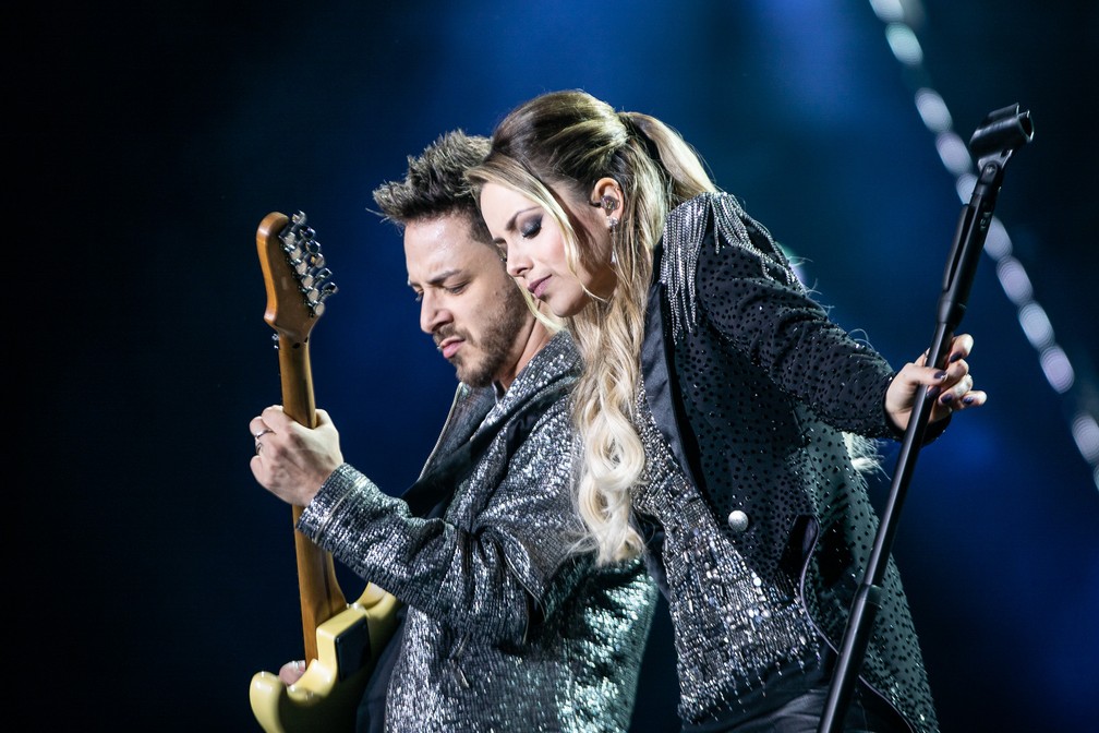 24 de agosto - Sandy e Junior se apresentam em show da turnê 'Nossa História' no estádio Allianz Parque, em São Paulo. A turnê marcando os 30 anos de carreira da dupla foi muito aguardada por fãs saudosos — Foto: Fábio Tito/G1
