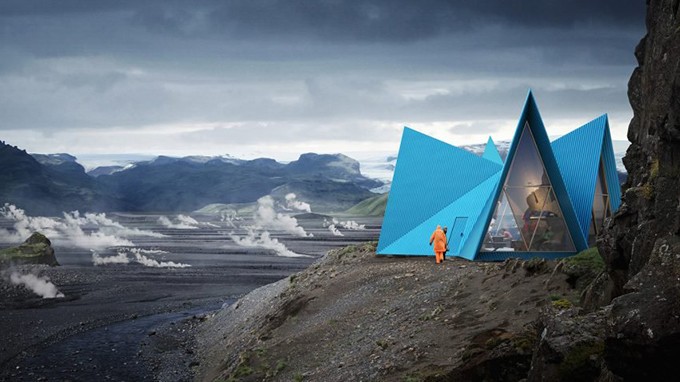 Tecnológico e geométrico abrigo ficará no topo de montanhas (Foto: Divulgação)