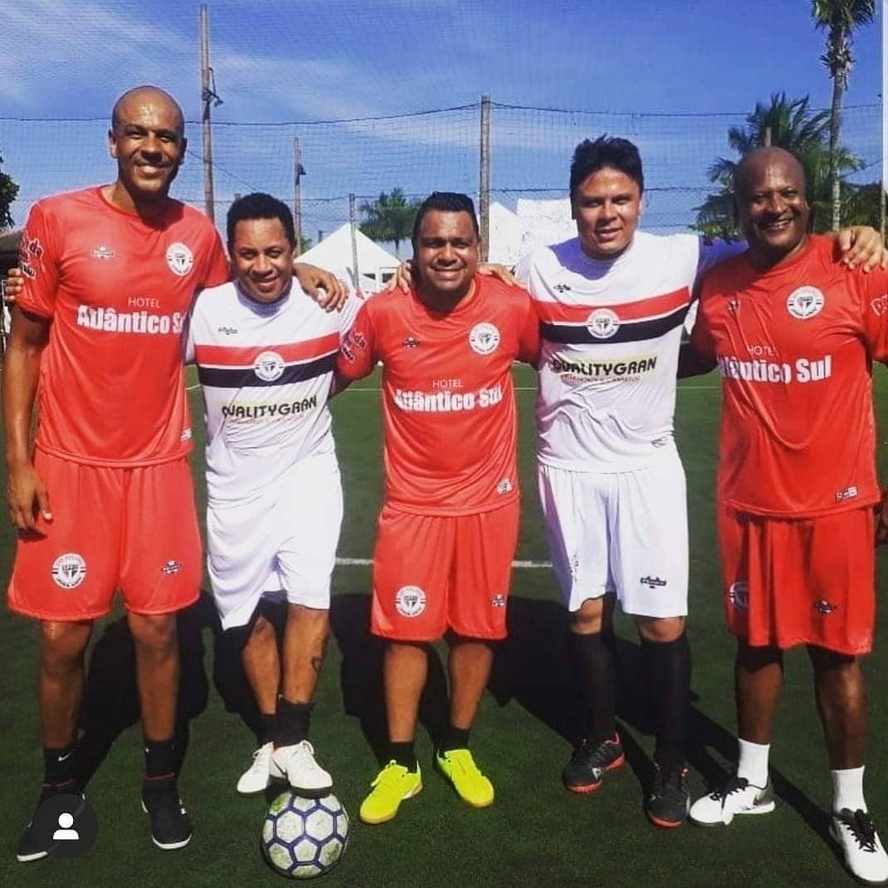 Alex Silva em evento com Junior, Leandro, Renan e Tobias, ex-jogadores do São Paulo — Foto: Reprodução/Instagram