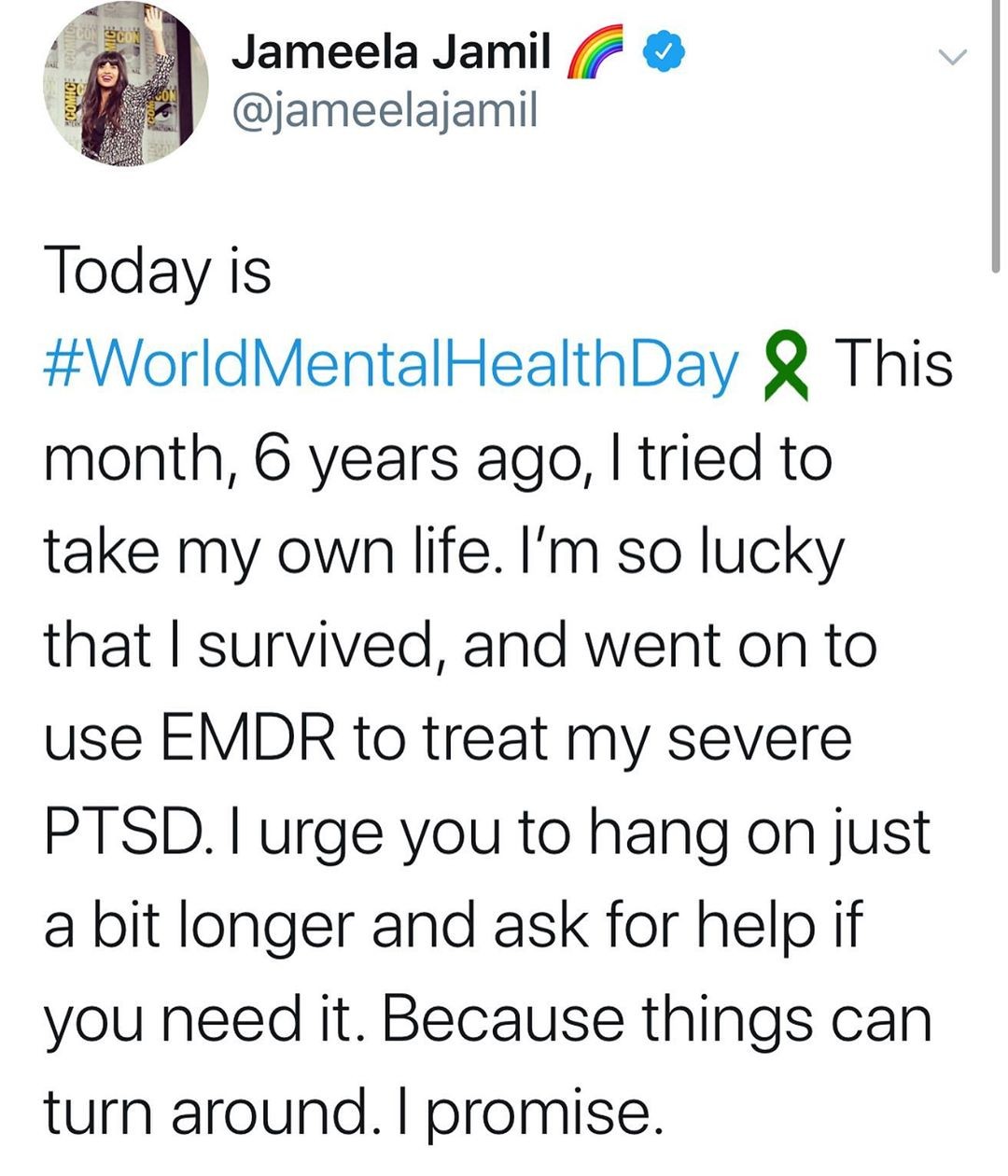 Jameela Jamil faz revelação sobre tentativa de suicídio  (Foto: Reprodução / Instagram)