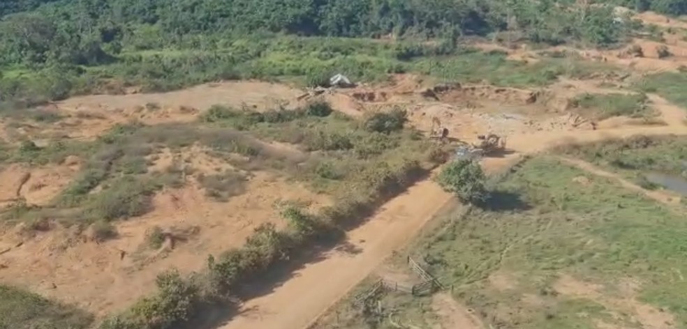 Áreas de extração ilegal de ouro em Ourilândia do Norte — Foto: Ascom/PF
