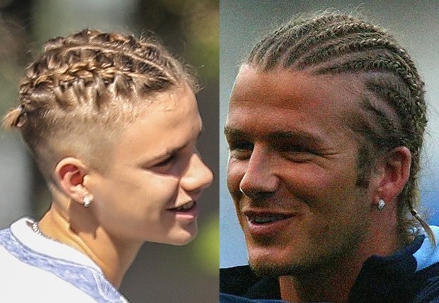 Romeo Beckham usa penteado parecido com o de David Beckham em 2003 (Foto: BackGrid)