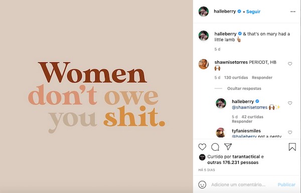 O desabafo feito pela atriz Halle Berry nas redes sociais (Foto: Instagram)