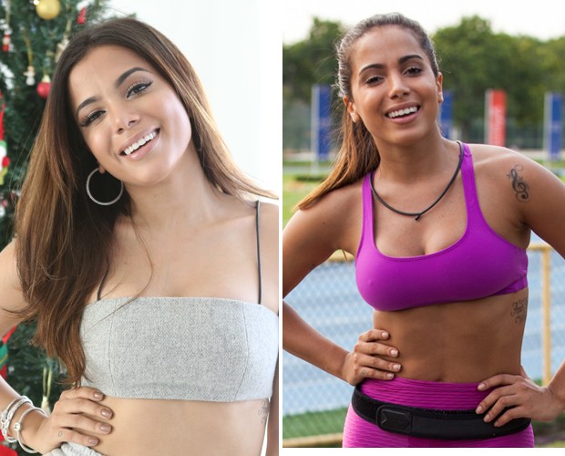 Anitta em dezembro de 2014 e em abril de 2015, após treinos com Rodrigo (Foto: Inácio Moraes e Fabiano Battaglin/Gshow)