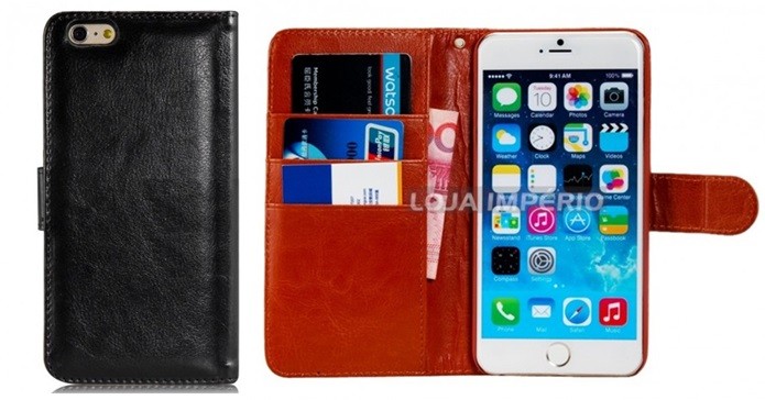 Flip case carteira de couro sintético para iPhone 6 Plus (Foto: Divulgação/Loja Império)
