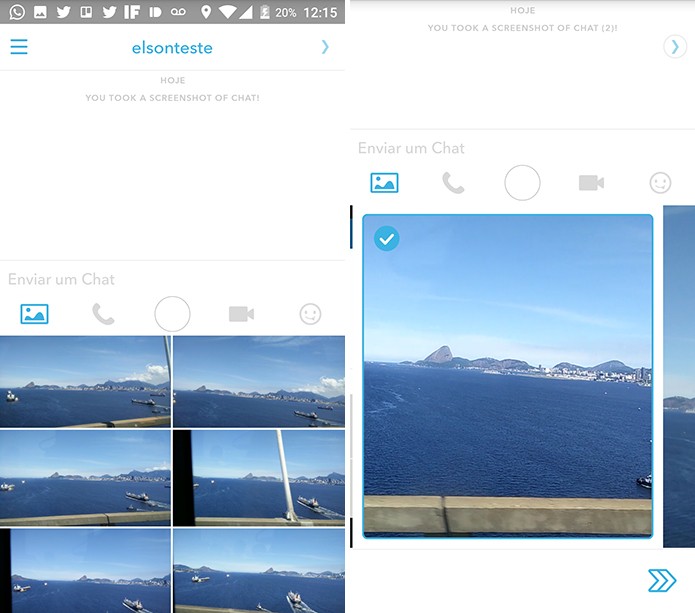 Snapchat permite seleção de diversas fotos e vídeos no Android e iOS (Foto: Reprodução/Elson de Souza)