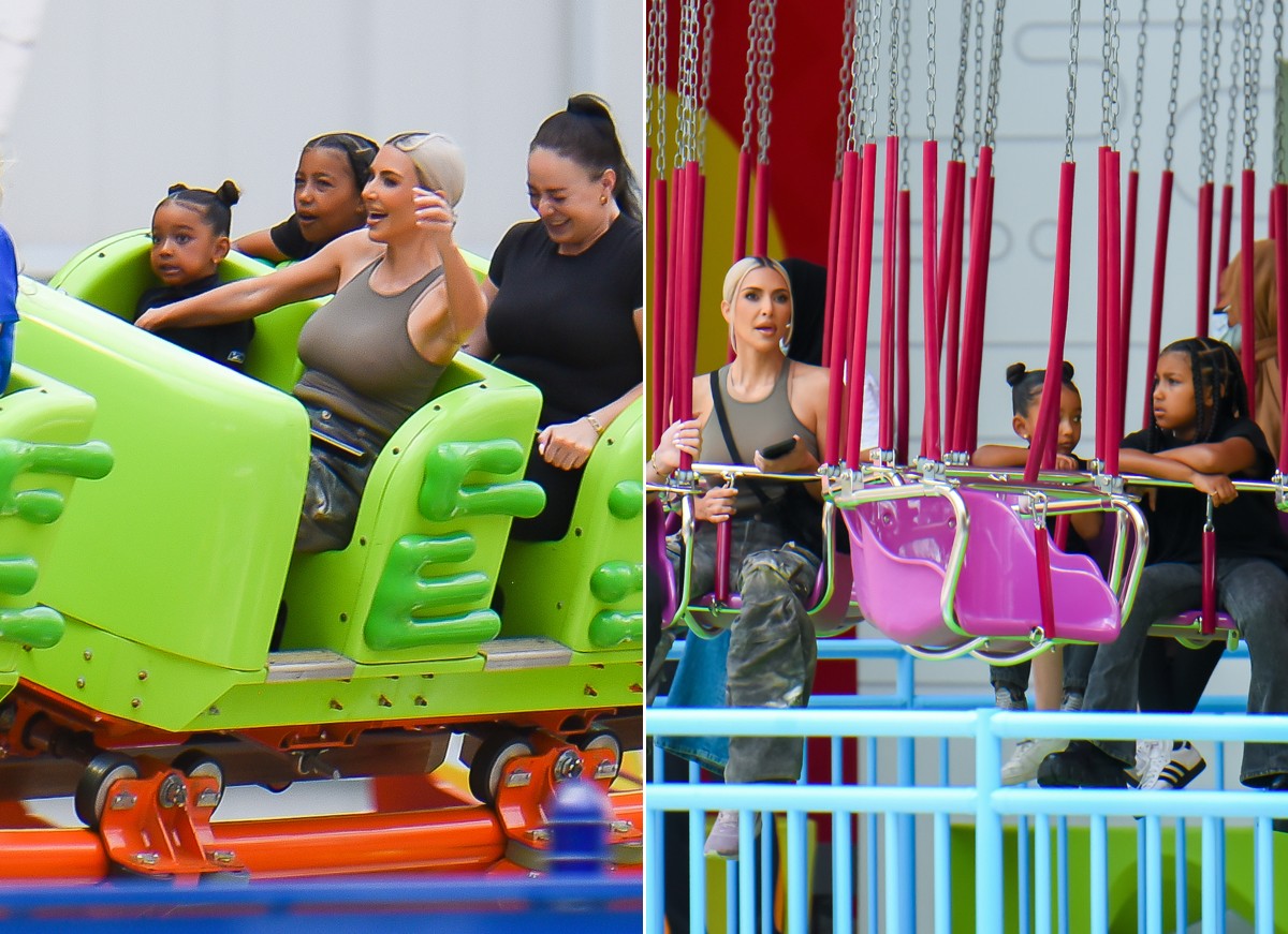 Kim Kardashian tem dia de diversão em parque com os filhos (Foto: Getty Images)
