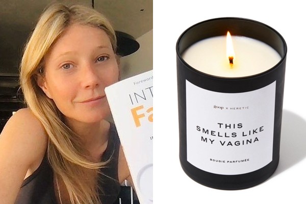 A atriz Gwyneth Paltrow lançou a vela This Smells Like My Vagina em 2020 (Foto: Reprodução / Instagram ; divulgação )