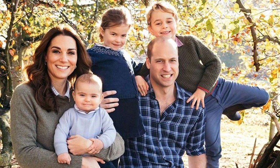 Príncipe William com Kate Middleton e os filhos do casal