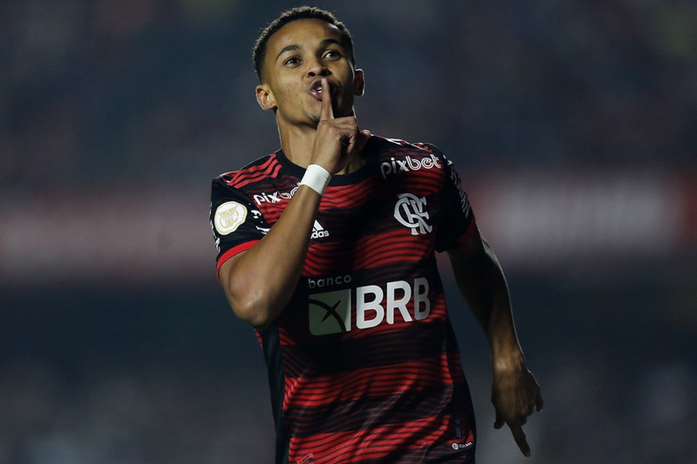 Comemoração de Lázaro, São Paulo x Flamengo, Campeonato Brasileiro 2022 — Foto: Divulgação: Gilvan de Souza/Flamengo