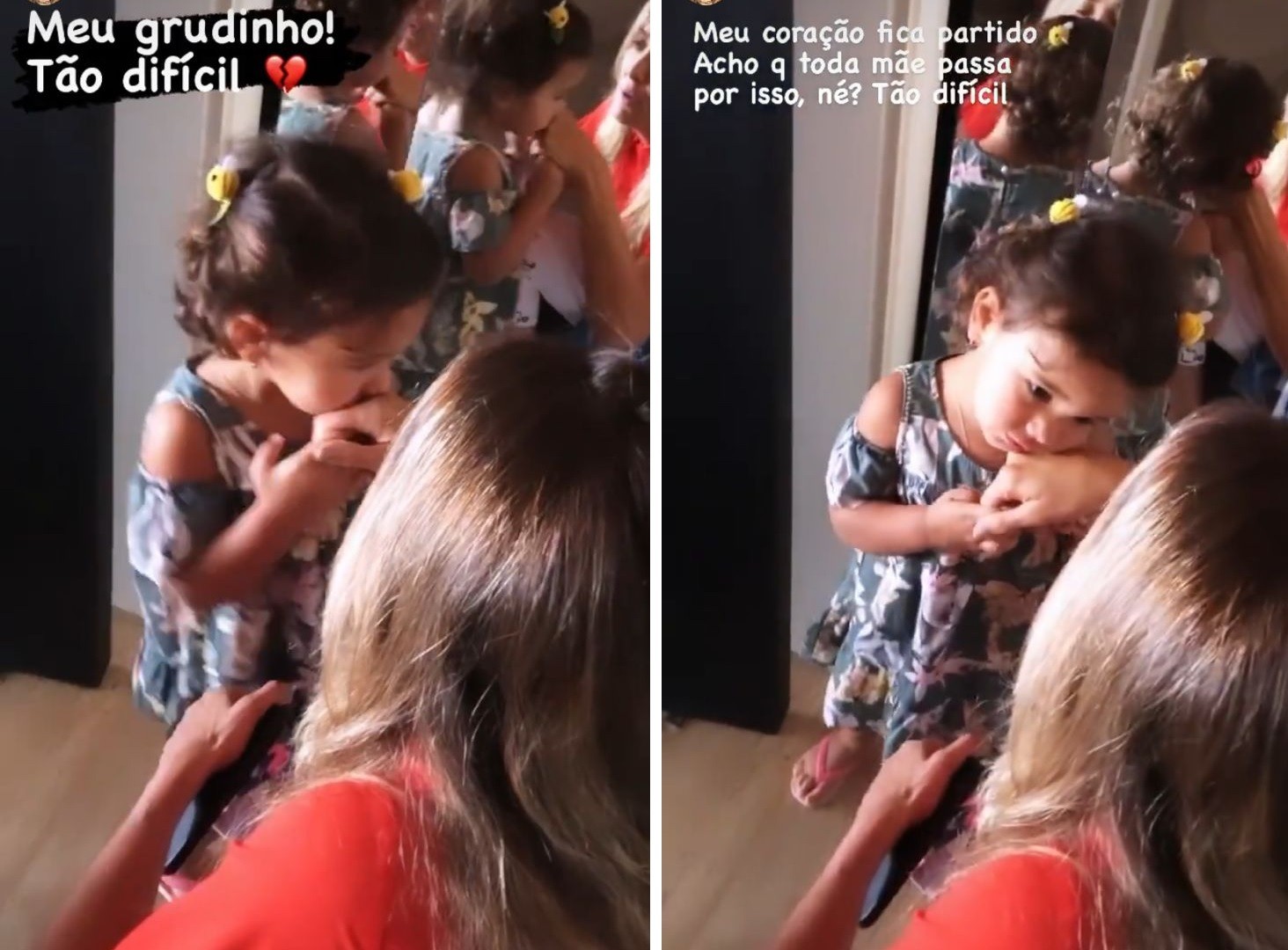 Ticiane Pinheiro mostra filha, Manuella, pedindo para ela não ir trabalhar (Foto: Reprodução/Instagram)