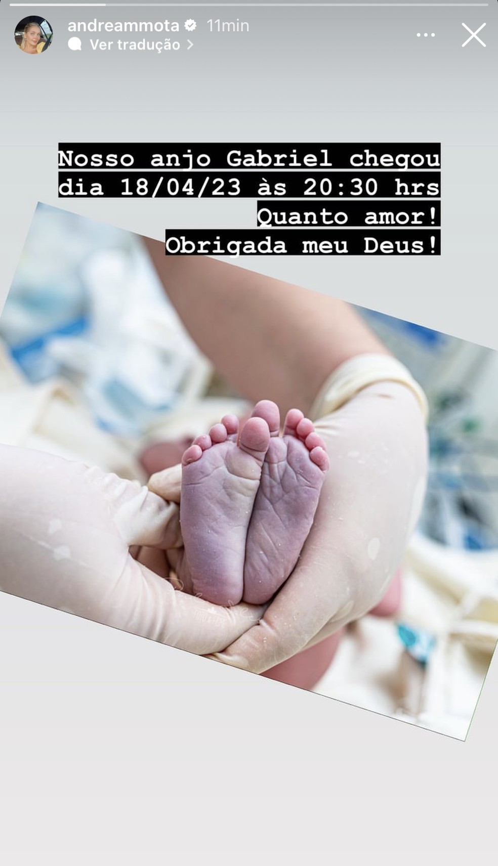 Andra Mota deu  luz Gabriel no ltimo 18 de abril  Foto: Reproduo / Instagram