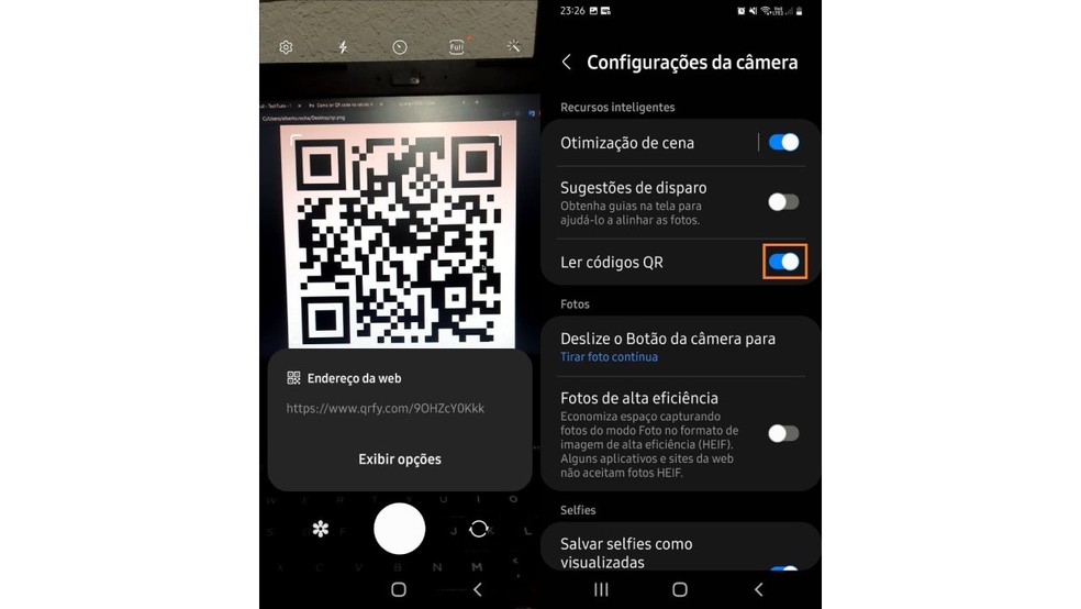 Recurso de ler QR Code no Android está presente nativamente na câmera de muitos celulares — Foto: Reprodução/Alberto Rocha