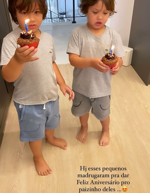 Andressa Suita mostra filhos fazendo surpresa a Gusttavo Lima (Foto: Reprodução/ Instagram)