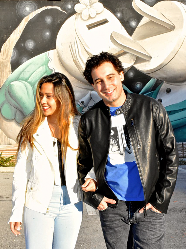 Rafael Almeida e a namorada, Marjory Andrade, gravam clipe nos EUA (Foto: Divulgação)