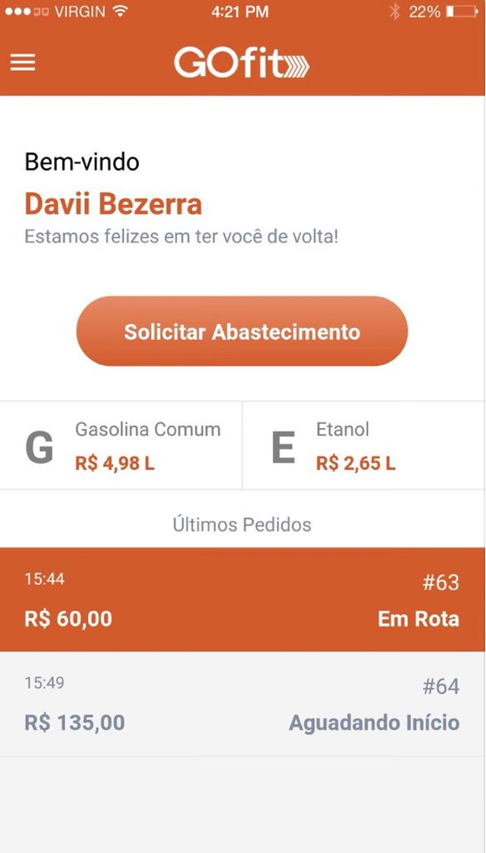 Solicitação para a entrega deverá ser feita digitalmente. Na GoFit, empresa brasileira pioneira nesse serviço, o pedido é feito por app — Foto: Reprodução