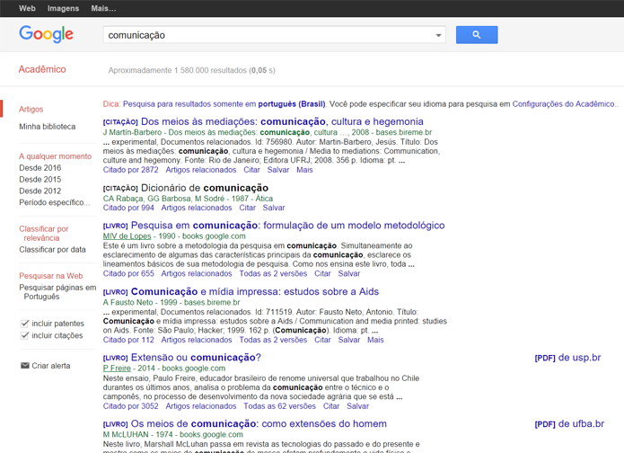 Google Acadêmico dá acesso a uma grande quantidade de textos acadêmicos (Foto: Reprodução/Filipe Garrett)