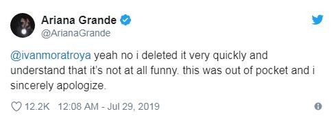 Ariana Grande pede desculpas por comentário (Foto: Reprodução / Twitter)