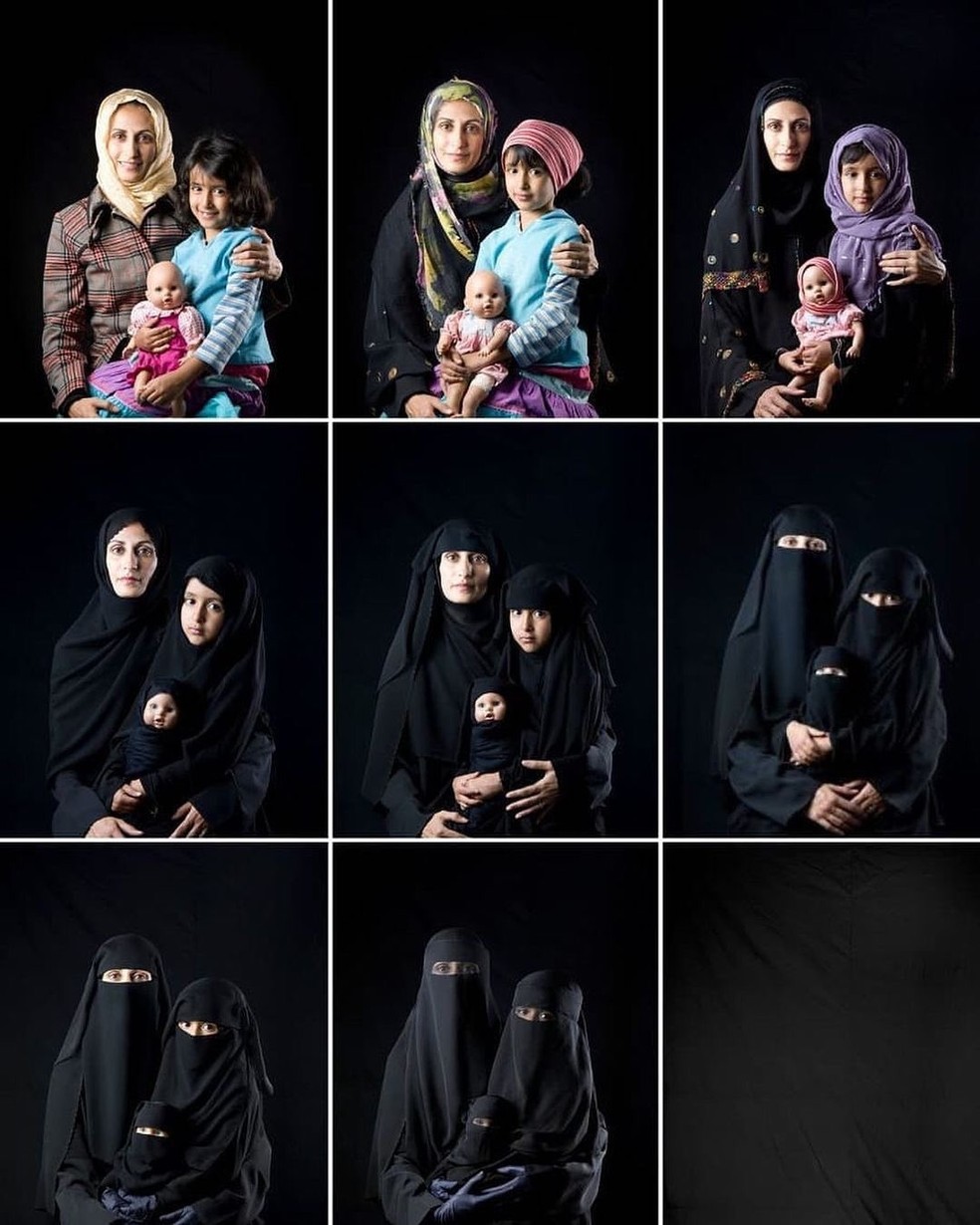 'Mãe, Filha e Boneca': imagem viralizou nas redes sociais desde que o Talebã retomou o poder no Afeganistão — Foto: Reprodução/Instagram
