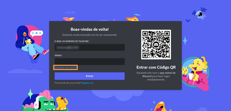 Informe seu e-mail e selecione a opção 'Esqueceu sua senha?' — Foto: Reprodução/Róbson Martins