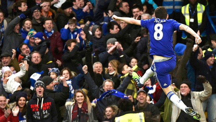 Oscar comemora gol do Chelsea contra o Newcastle (Foto: Agência Reutes)