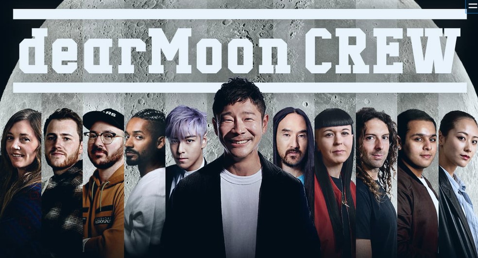 Bilionário japonês escolhe DJ Steve Aoki, rapper sul-coreano T.O.P e outros artistas para viagem lunar da SpaceX — Foto: Reprodução