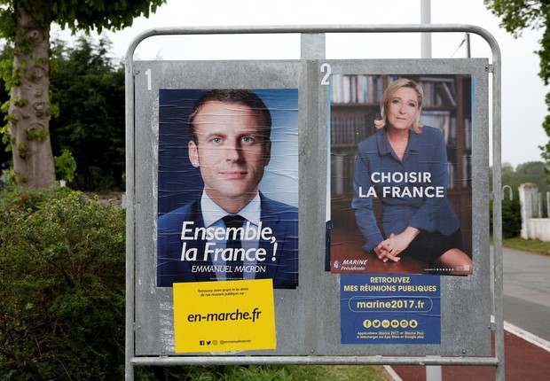 Cartazes oficiais dos candidatos à presidência na França (Foto: Benoit Tessier/Reuters)