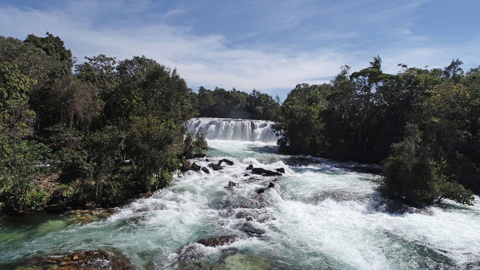 Belas cachoeiras são algumas das atrações da Chapada dos Parecis (MT) — Foto: João Ricardo Bispo / CNP Turismo