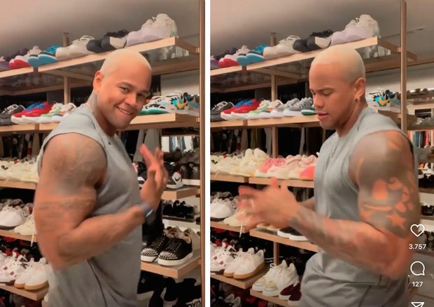 Recheado, closet de sapatos de Leo Santana rouba a cena em vídeo (Foto: Reprodução/Instagram)