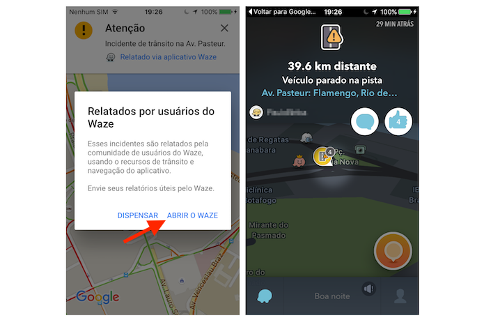 Acessando o redirecionamento do Google Maps com o Waze no iPhone (Foto: Reprodução/Marvin Costa)