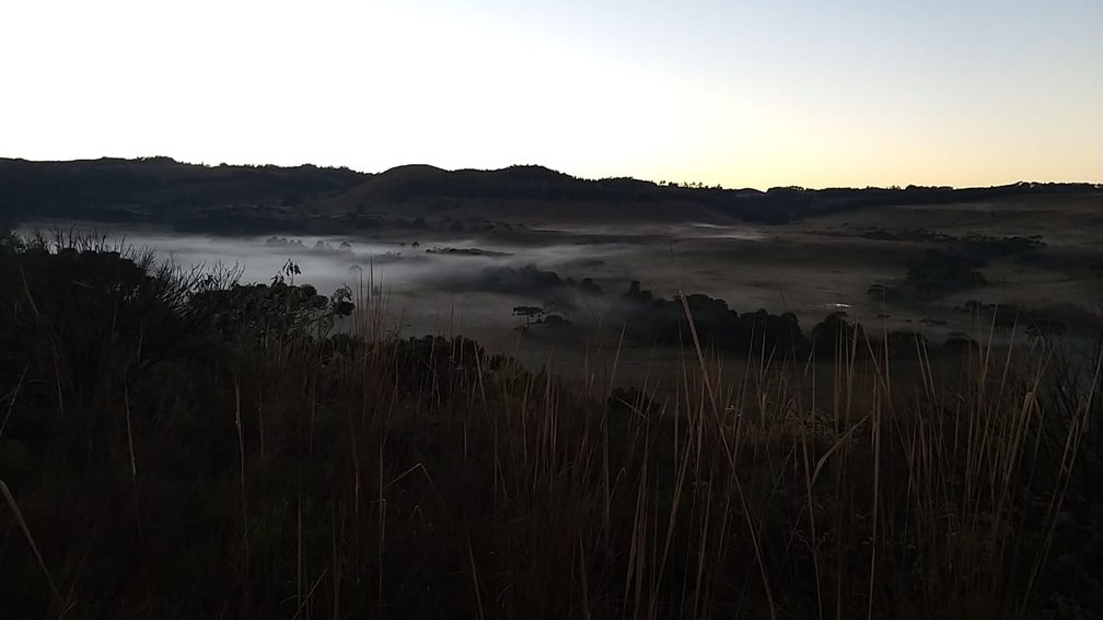 Amanhecer em São Joaquim — Foto: Wagner Urbano/ NotiserraSC
