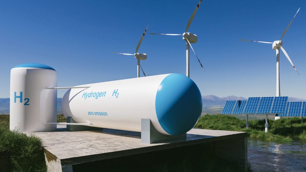 Projeto de produção de hidrogênio verde em associação com uso de energia eólica e solar na Europa — Foto: Divulgação 