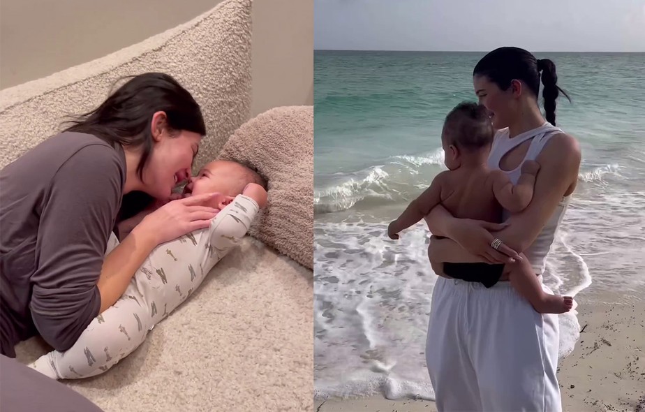 Kylie Jenner abre vídeo com momentos na companhia do pequeno Aire, segundo filho que completa um ano