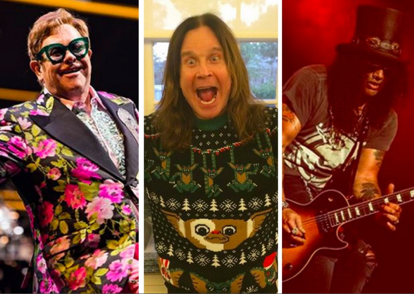 Elton John, Ozzy Osbourne e Slash (Foto: Instagram)
