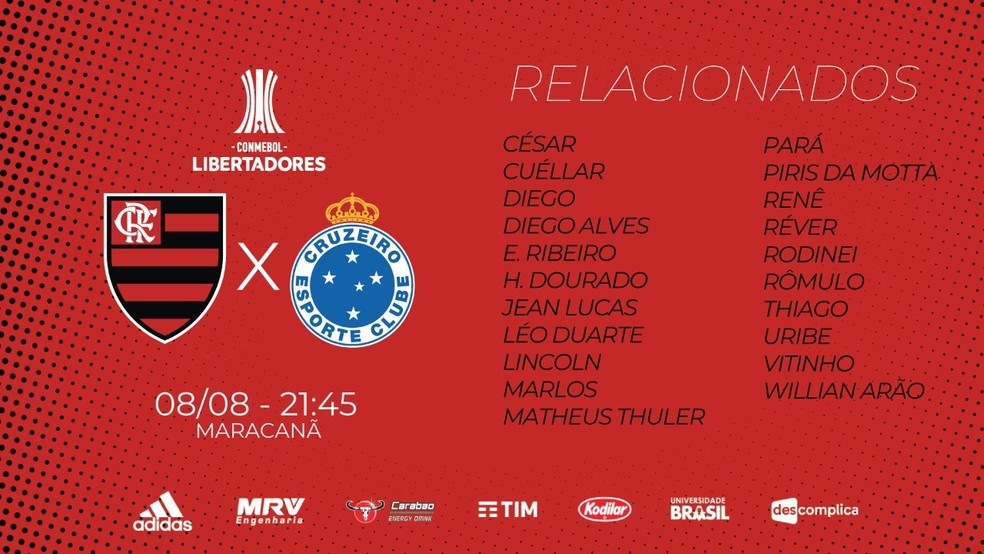 Lista relacionados Flamengo x Cruzeiro (Foto: Divulga&ccedil;&atilde;o)