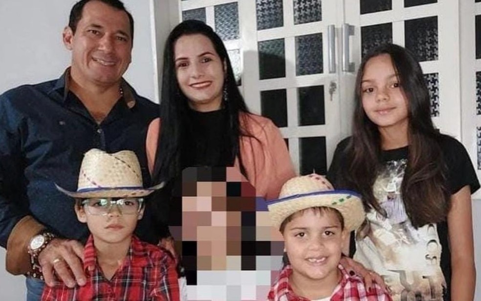 Fábio José Mafra de Oliveira, a esposa, Priscylla de Oliveira Franco Mafra, e os enteados mortos em fazenda de Aporé — Foto: Reprodução/TV Anhanguera