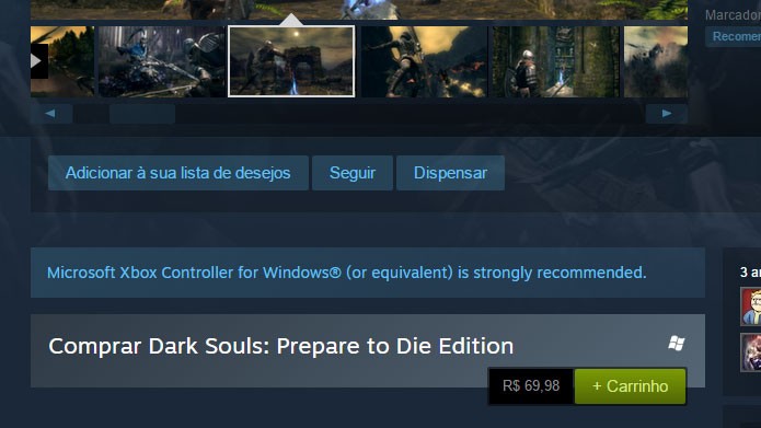 Coloque o Dark Souls: Prepare to Die Edition no seu carrinho do Steam (Foto: Reprodução/Tais Carvalho)