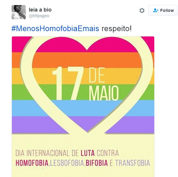 Dia Contra a Homofobia  (Foto: Reprodução/Twitter)