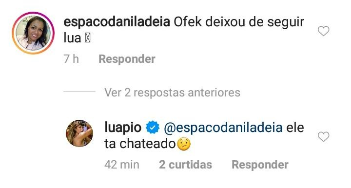 Luana comenta unfollow de Ofek (Foto: Reprodução / Instagram)