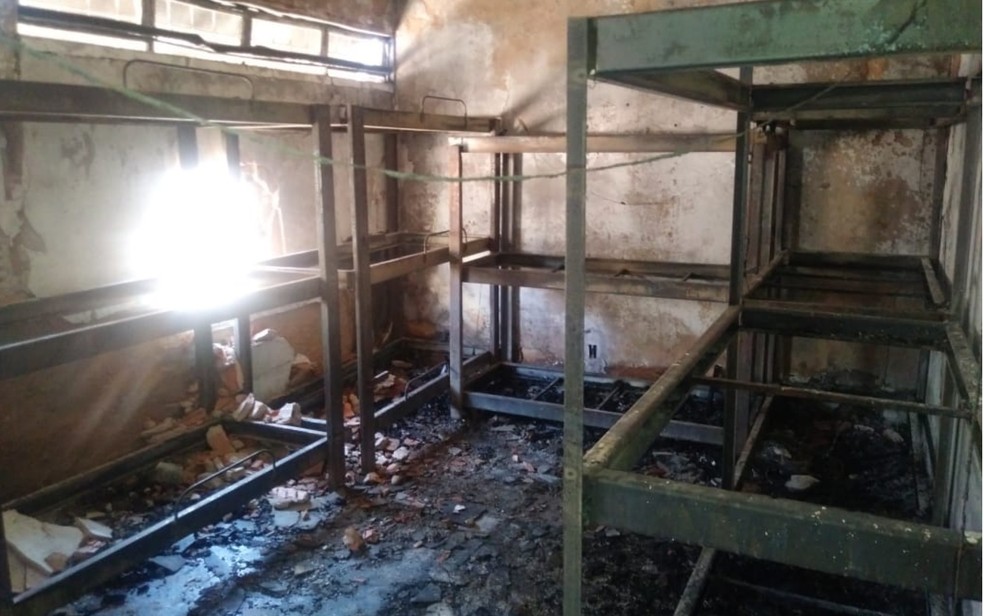 Incêndio destrói parte de presídio de Formosa Goiás — Foto: Divulgação/MP-GO