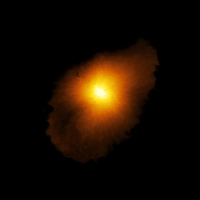 Astronomers using ALMA, in which the ESO is a partner, have revealed an extremely distant galaxy that looks surprisingly like our Milky Way. The galaxy, SPT0418-47, is gravitationally lensed by a nearby galaxy, appearing in the sky as a near-perfect ring  (Foto: ALMA (ESO/NAOJ/NRAO), Rizzo et a)