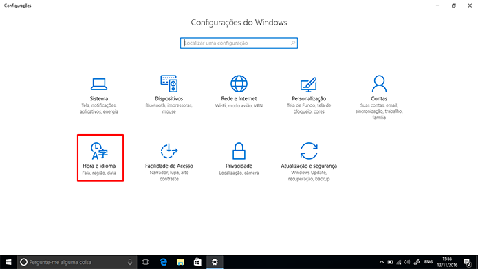 Escolha a opção mudar região das configurações do Windows 10 (Foto: Reprodução/Elson de Souza)