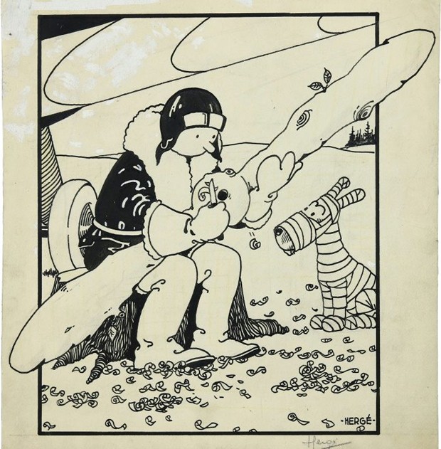 Ilustração da primeira capa de Tintim, de 1930, é leiloada por R$ 4,1 mi (Foto: Heritage Auctions)