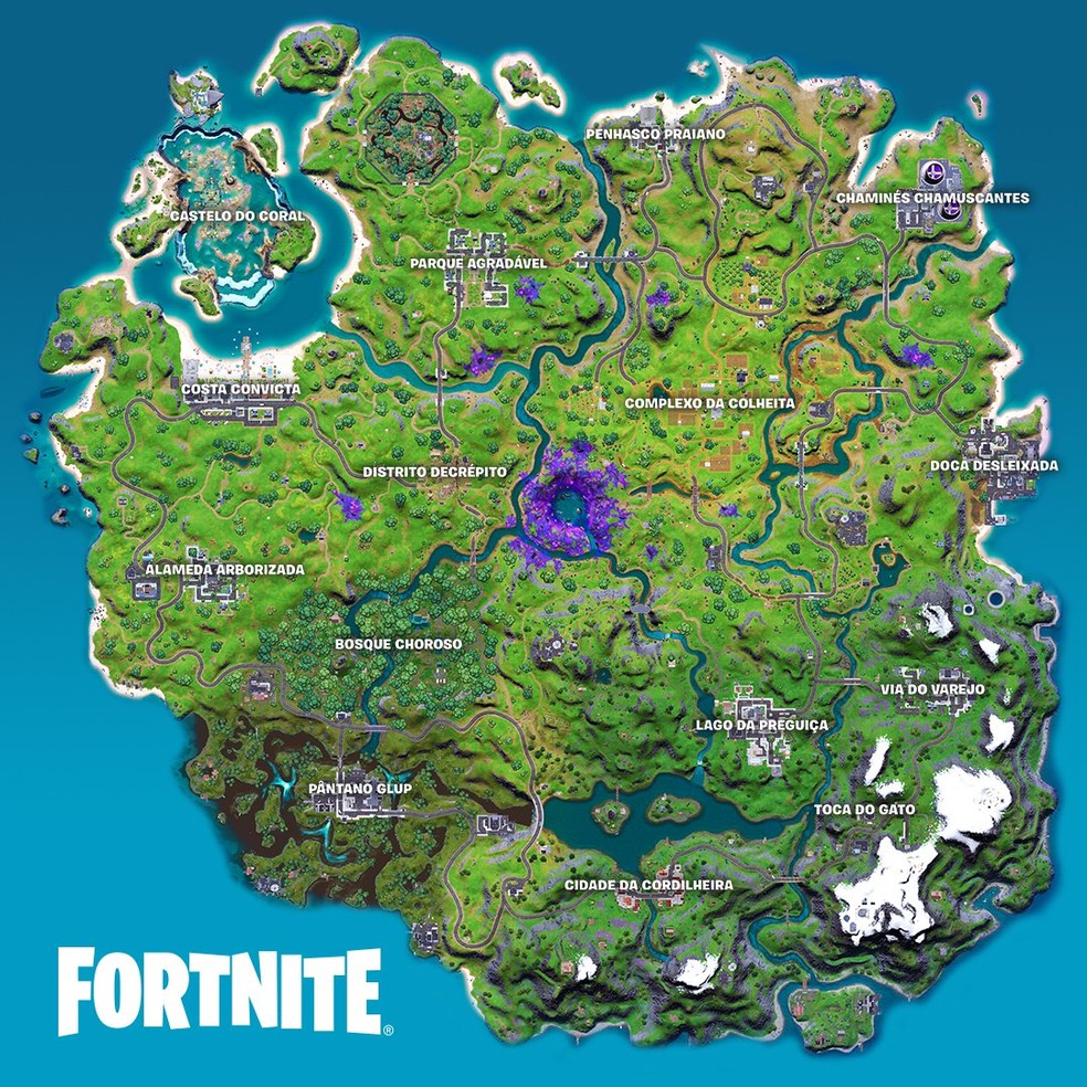 Mapa da Temporada 7 do Capítulo 2 do Fortnite — Foto: Divulgação/Epic Games