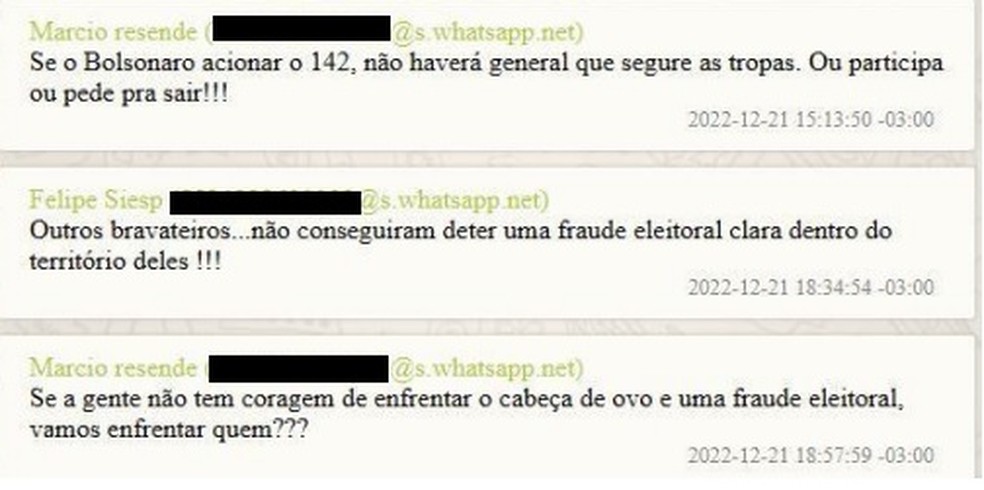 Troca de mensagen em grupo no WhatsApp — Foto: Reprodução