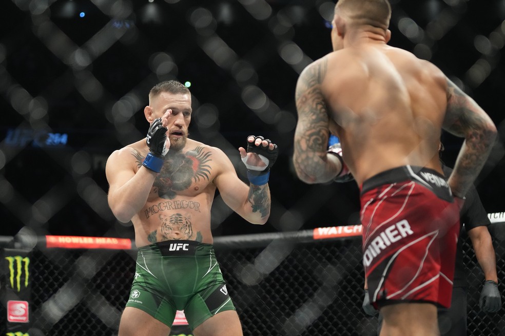 Conor McGregor fez sua última luta no UFC 264, contra Dustin Poirier — Foto: Louis Grasse/PxImages/Icon Sportswire via Getty Images