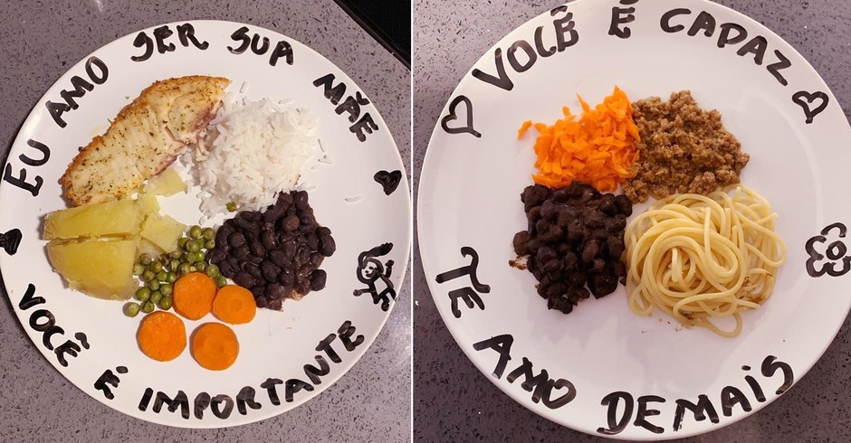 Recados nos pratos de Maria Lis (Foto: Reprodução Instagram)